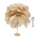 Feather Table Lamp Ostrich Feather Table Lamp Rechargeable Modern Romantic Decoration Lamp Bedroom Bedside Lamp for Home Decoration for Bedroom Wedding Decorative Birthday Gift Light Tan
