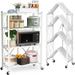 DIQIN 4 Tier Foldable Folding Shelves Heavy Duty Storage Shelving with Wheels Metal Shelf Standing Shelves Units for Home Kitchen Living Room Black