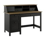Bush Furniture Mayfield 54W Computer Desk with Drawers and Desktop Organizer in Vintage Black and Reclaimed Pine