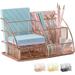 Rose Gold Desk Organizer for Women Mesh Office Supplies Desk Accessories Features 5 Compartments + 1 Mini Sliding Drawer