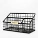 Stockholm Collection BKH8002 Desk Organizer - Sectional Office Pen Caddy | Black Finish Steel | Scandi-Inspired Design | Perfect for Office Shop Front Reception Area | Oak Accents - Tidy and Organiz