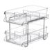 Blekii Clearance 2 Tier Bathroom Organizer with Dividers Clear Pull Out Cabinet Organizer Multipurpose Vanity Counter Tray Kitchen Closet Organizers & Storage Container Makeup Clear