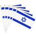 12 Pack Small Israel Flag Stick 5 x 8 - Handheld Waving Israeli Flags 21 x 14 cm Mini Country Flag Hand Waving Sticks for National Day Pride Israeli-themed Festival Party Decorations