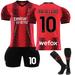 XNB 2023-2024 AC Milan Home Shirt #10 Rafael Leao Sportswear Soccer Jersey Activewear Set