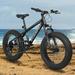 Glavbiku Unisex 20in Fat Tire Mountain Bike with High-Carbon Steel Frame 7 Speed for Child Black