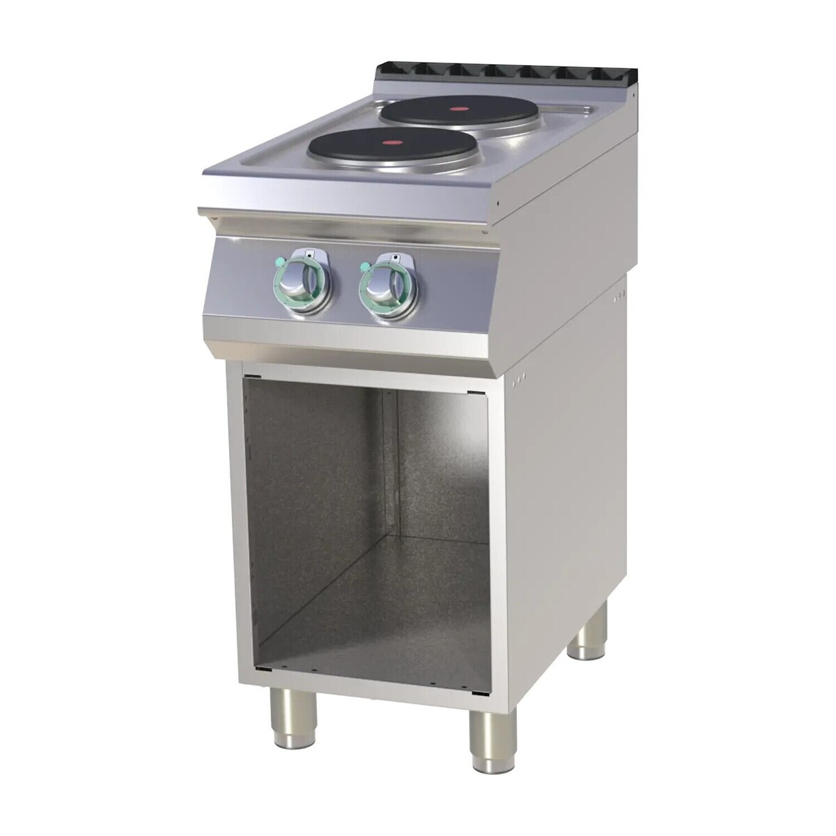 A&S polarny Elektro-Kochfeld Standgerät Edelstahl 2 Herdplatten 5,2kw 400x730x895mm 50-300°C Image