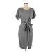 Gap Casual Dress Scoop Neck Short Sleeve: Gray Solid Dresses - Women's Size Medium