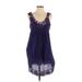 Velvet by Graham & Spencer Casual Dress - Mini Scoop Neck Sleeveless: Purple Print Dresses - Women's Size Small