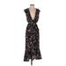 Max Studio Casual Dress - Wrap: Black Floral Dresses - Women's Size X-Small