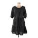 Old Navy Casual Dress - A-Line Scoop Neck 3/4 sleeves: Black Print Dresses - Women's Size Medium