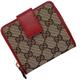 GUCCI Bifold Wallet Beige Red GG 346056 Canvas Leather Compact Zip Round Ladies