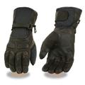 Milwaukee Leather Men s Black Gauntlet Motorcycle Hand Gloves-Waterproof Textile and Leather Reflective Piping-SH814 Medium
