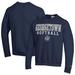 Men's Champion Navy Georgetown Hoyas Stack Logo Softball Powerblend Pullover Sweatshirt