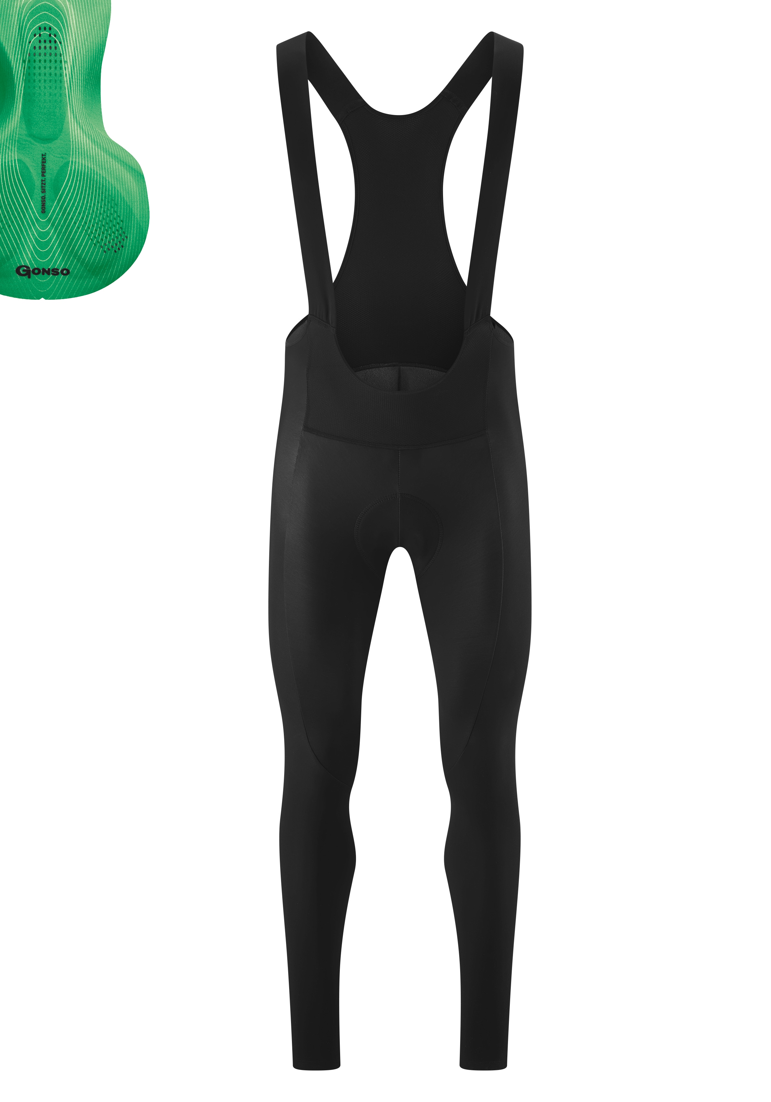 Fahrradhose GONSO "Sitivo Ti Bib M", Herren, Gr. L, Normalgrößen, grün, 57% Polyamid; 28% Polyester; 15% Elastan, Hosen, Herren Radhose, innovatives Sitzpolster, Träger-Radlerhose, Tight Fit Image