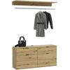 Garderoben-Set INOSIGN "Trondheim, Breite 121 cm, best. aus Kommode, Garderobenstange & Ablage", braun (artisan eiche nb, artisan eiche nb), B:121cm H:61cm T:34cm, Kastenmöbel-Sets, Zwischenbauelement für Hochschränke der Serie Trondheim