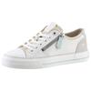 Sneaker MUSTANG SHOES, Damen, Gr. 37, weiß (weiß, beige), Lederimitat, Textil, casual, Schuhe, mit seitlichem Reißverschluss, Freizeitschuh, Halbschuh, Schnürschuh