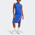 Shirtkleid ADIDAS SPORTSWEAR "W FI 3S DRESS" Gr. L, N-Gr, blau (semi lucid blue) Damen Kleider Freizeitkleider