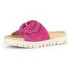 Pantolette GABOR, Damen, Gr. 40, pink, Ziegenveloursleder, modisch, Schuhe, Plateau, Sommerschuh, Schlappen mit Zierperlen an der Zierschnalle