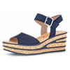 Keilsandalette GABOR, Damen, Gr. 44, blau (dunkelblau), Ziegenveloursleder, modisch, Schuhe, Sommerschuh, Sandale, Keilabsatz, mit auffällliger Absatzgestaltung