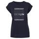T-Shirt MERCHCODE "Merchcode Damen Ladies Berlin X Extended Shoulder Tee" Gr. XL, blau (navy) Herren Shirts Print