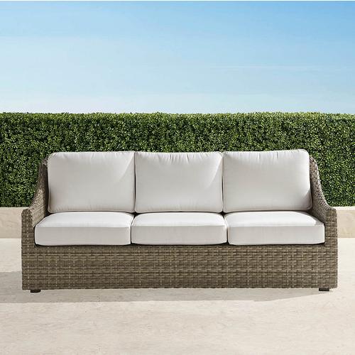 Ashby Sofa with Cushions in Putty Wicker - Quick Dry, Sailcloth Seagull - Frontgate