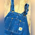 Carhartt Jeans | Carhartt Overall Bibs Men Denim Jeans Carpenter Blue Plus Size | Color: Blue | Size: 40