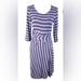 Athleta Dresses | Athleta Striped Splendor Lotus Dress Purple Stripe Faux Wrap Womens Size Small | Color: Purple | Size: S