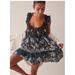 Free People Dresses | Free People Bali Wild Daisy Black Blue Minidress | Color: Black/Blue | Size: M