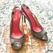 Kate Spade Shoes | Kate Spade Gray Suede Sling Back Peep Toe Leather Trim Pumps Heels Shoes Sz 5 | Color: Gray/Red | Size: 5