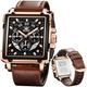 OLEVS Stylish Wrist Watch for Men,Silicone Strap Men Watches,Pro Diver Stainless Steel Chronograph Watch,Waterproof Date Dress Watch for Man,Large Face Male Watch, brown rose gold watch 9919, men