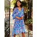 Lilly Pulitzer Dresses | Lilly Pulitzer Womens Blue Floral 3/4 Sleeves Alyanna Midi Blouson Dress Size S | Color: Blue/Pink | Size: S