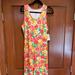 Lularoe Dresses | Brand New Lularoe Size Xl Grey, Pink, Orange, & Yellow W/ Green Leaf Dani Dress | Color: Orange/Pink | Size: Xl