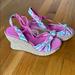 Nine West Shoes | Nine West Floral Wedge Shoes | Color: Pink/Tan | Size: 7.5