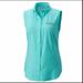 Columbia Tops | Columbia Pfg Women’s Sleeveless Button Down Shirt | Color: Blue/Green | Size: Various