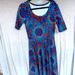 Lularoe Dresses | Brand New Lularoe Size M Navy, Aqua, Blue, Dark Coral Nicole Dress | Color: Blue/Orange | Size: M