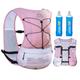 AWKSPORTS 5L Running Hydration Vest Backpack for Men Women, Adjustable & Lightweight, Front & Back Pockets for Essential Storage (Pink with 2*500ml Flask)