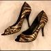 Nine West Shoes | Nine West Sequined Animal Print Peep Toe Heels | Color: Black/Gold | Size: 5.5