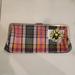 J. Crew Bags | J Crew Plaid And Floral Clutch 91261 | Color: Green/Orange | Size: Os