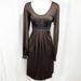 Michael Kors Dresses | Michael Kors Collection Dark Brown Scoop Neck Ruched Long Sleeve Dress Size 6 | Color: Brown | Size: 6