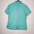 American Eagle Outfitters Shirts | American Eagle Short Sleeve Button Up Shirt Mens L Teal Blue Large Pocket | Color: Blue | Size: L