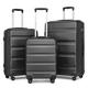 KONO Koffer-Set, 3-teilig, leichte ABS-Kabine, mittelgroß/groß, Hartschalenkoffer mit TSA-Schloss und 4 Spinnrollen, grau, 116, Hartschalen-Koffer aus ABS-Kunststoff