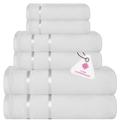 CASA COPENHAGEN Eternal 6 Piece Towel Set, White, 500gsm, 2 Bath Towels, 2 Hand Towels, 2 Wash Cloths in Soft Egyptian Cotton for Bathroom, Kitchen and Shower