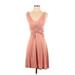 Soprano Casual Dress - Party V-Neck Sleeveless: Pink Print Dresses - Women's Size Small