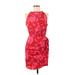 Shein Casual Dress - Sheath Crew Neck Sleeveless: Red Floral Dresses - Women's Size Medium