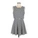 Forever 21 Casual Dress - Mini Crew Neck Sleeveless: Black Stripes Dresses - Women's Size Medium