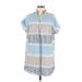 Solutions Casual Dress - Shirtdress Collared Short sleeves: Blue Dresses - Women's Size Medium