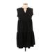 la mode collection Casual Dress - A-Line V Neck Sleeveless: Black Print Dresses - Women's Size Large