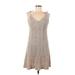 Wishlist Casual Dress - Mini V Neck Sleeveless: Tan Dresses - Women's Size Medium