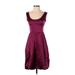 DKNY Cocktail Dress - A-Line: Burgundy Jacquard Dresses - Women's Size 0