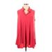 Women With Control Casual Dress - Mini Collared Sleeveless: Red Solid Dresses - Size 1X Petite